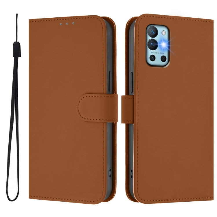 For OnePlus 9R / 8T Skin Feel Solid Color Leather Phone Case with Lanyard