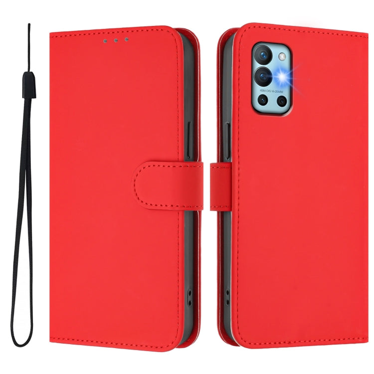 For OnePlus 9R / 8T Skin Feel Solid Color Leather Phone Case with Lanyard