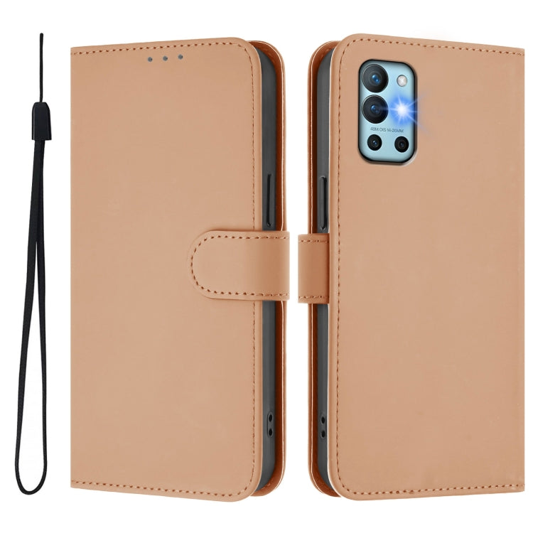 For OnePlus 9R / 8T Skin Feel Solid Color Leather Phone Case with Lanyard