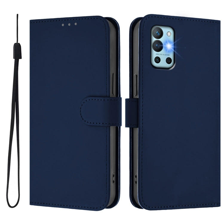For OnePlus 9R / 8T Skin Feel Solid Color Leather Phone Case with Lanyard