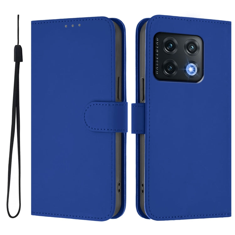 For OnePlus 10 Pro 5G Skin Feel Solid Color Leather Phone Case with Lanyard