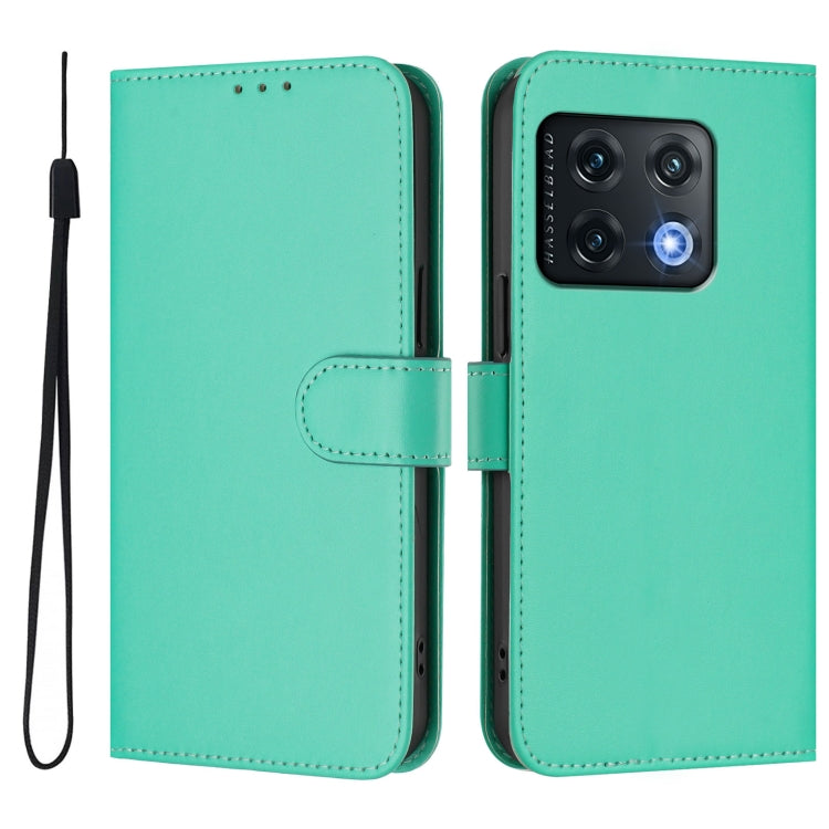 For OnePlus 10 Pro 5G Skin Feel Solid Color Leather Phone Case with Lanyard