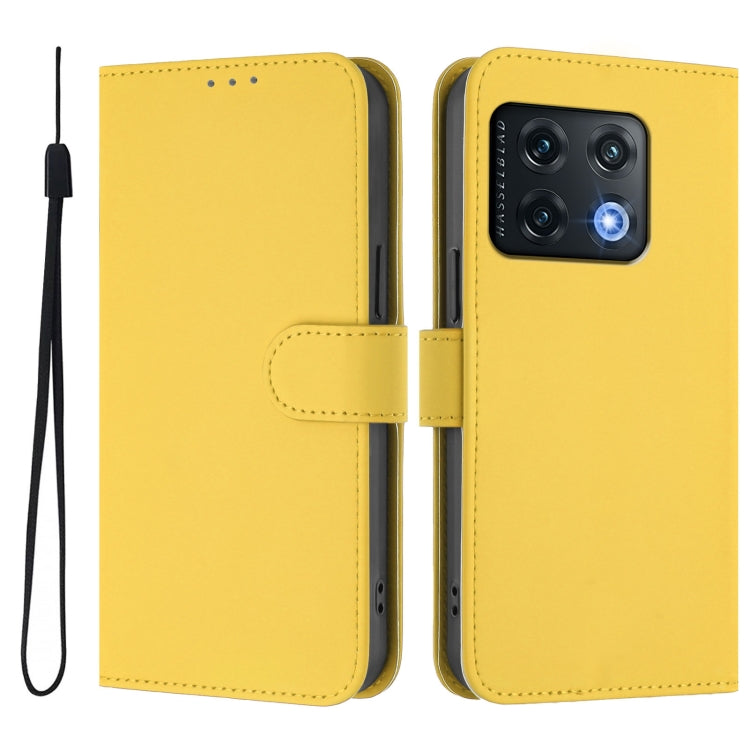 For OnePlus 10 Pro 5G Skin Feel Solid Color Leather Phone Case with Lanyard