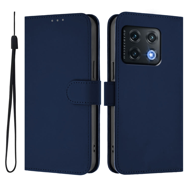 For OnePlus 10 Pro 5G Skin Feel Solid Color Leather Phone Case with Lanyard