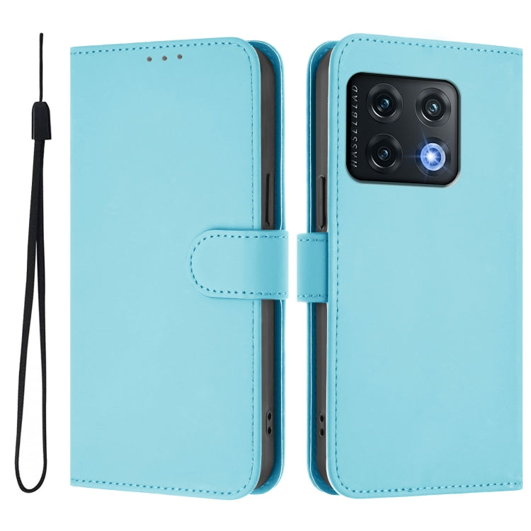 For OnePlus 10 Pro 5G Skin Feel Solid Color Leather Phone Case with Lanyard