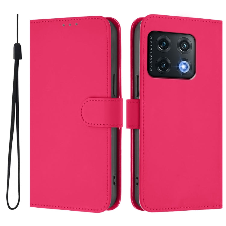 For OnePlus 10 Pro 5G Skin Feel Solid Color Leather Phone Case with Lanyard