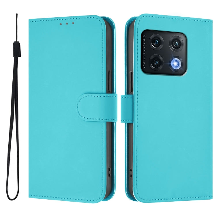 For OnePlus 10 Pro 5G Skin Feel Solid Color Leather Phone Case with Lanyard