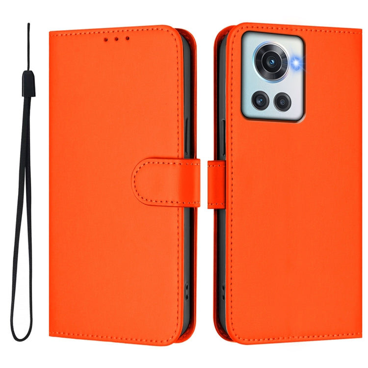 For OnePlus 10R / Ace Skin Feel Solid Color Leather Phone Case with Lanyard