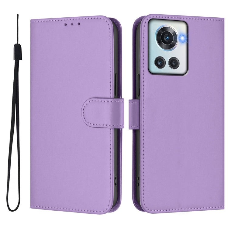For OnePlus 10R / Ace Skin Feel Solid Color Leather Phone Case with Lanyard