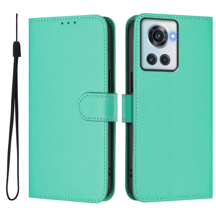 For OnePlus 10R / Ace Skin Feel Solid Color Leather Phone Case with Lanyard