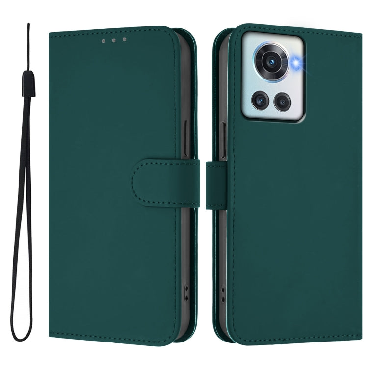For OnePlus 10R / Ace Skin Feel Solid Color Leather Phone Case with Lanyard