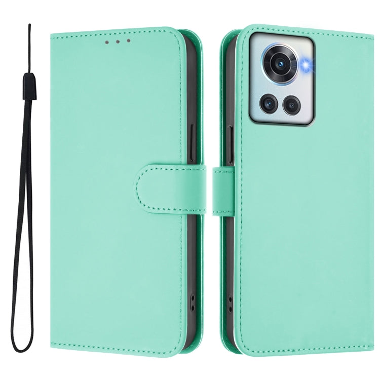 For OnePlus 10R / Ace Skin Feel Solid Color Leather Phone Case with Lanyard