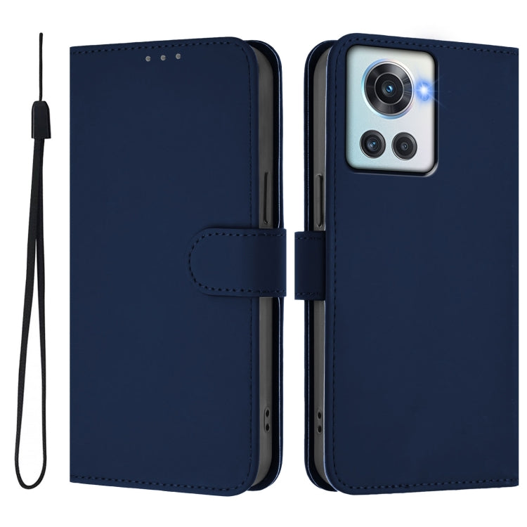 For OnePlus 10R / Ace Skin Feel Solid Color Leather Phone Case with Lanyard