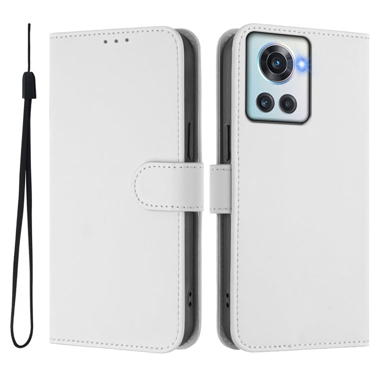 For OnePlus 10R / Ace Skin Feel Solid Color Leather Phone Case with Lanyard
