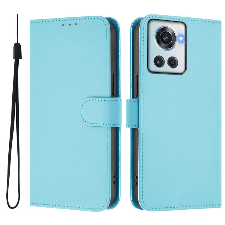 For OnePlus 10R / Ace Skin Feel Solid Color Leather Phone Case with Lanyard