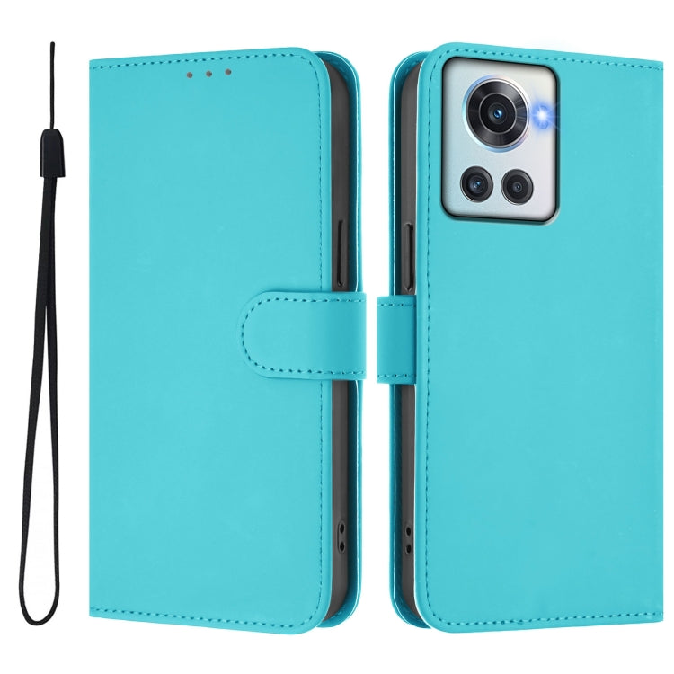 For OnePlus 10R / Ace Skin Feel Solid Color Leather Phone Case with Lanyard