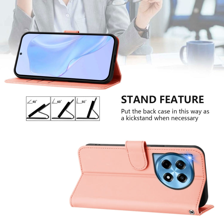 For OnePlus 12 5G Global Skin Feel Solid Color Leather Phone Case with Lanyard