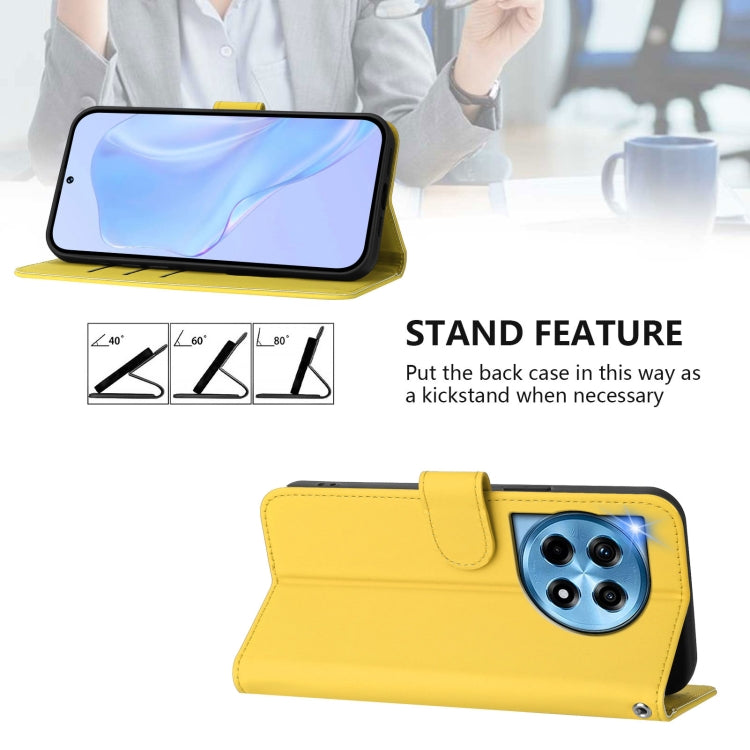 For OnePlus 12 5G Global Skin Feel Solid Color Leather Phone Case with Lanyard