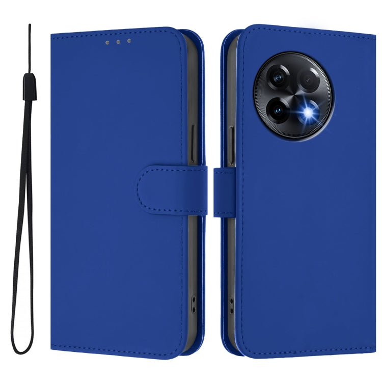 For OnePlus 11R 5G Global Skin Feel Solid Color Leather Phone Case with Lanyard