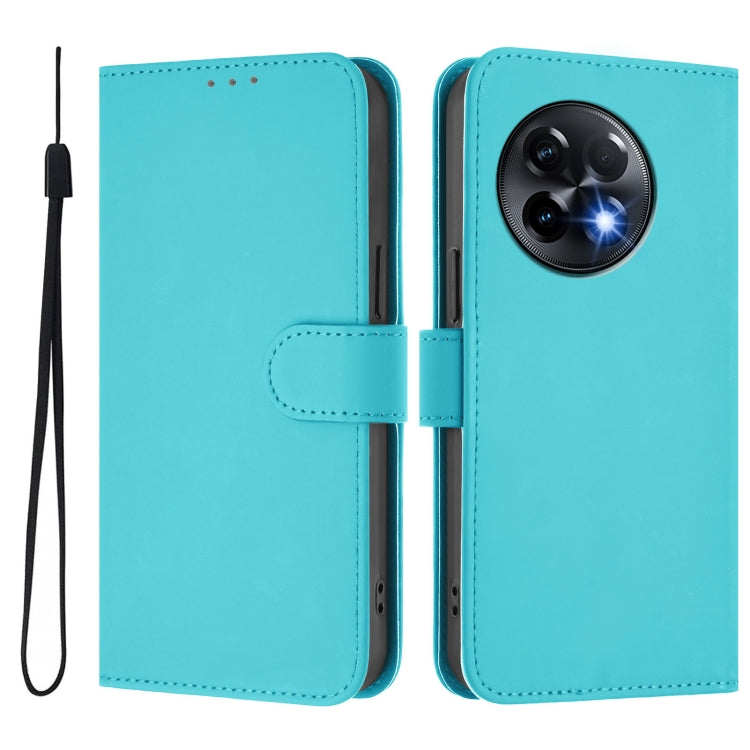 For OnePlus 11R 5G Global Skin Feel Solid Color Leather Phone Case with Lanyard