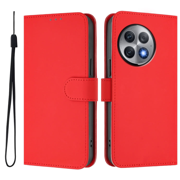For OnePlus Ace 2 Pro 5G Skin Feel Solid Color Leather Phone Case with Lanyard