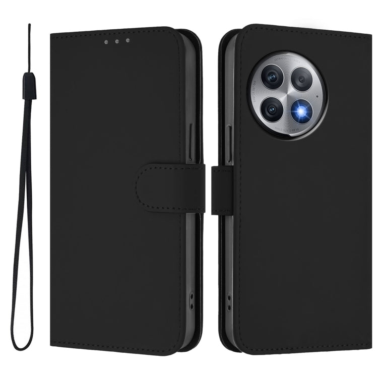 For OnePlus Ace 2 Pro 5G Skin Feel Solid Color Leather Phone Case with Lanyard