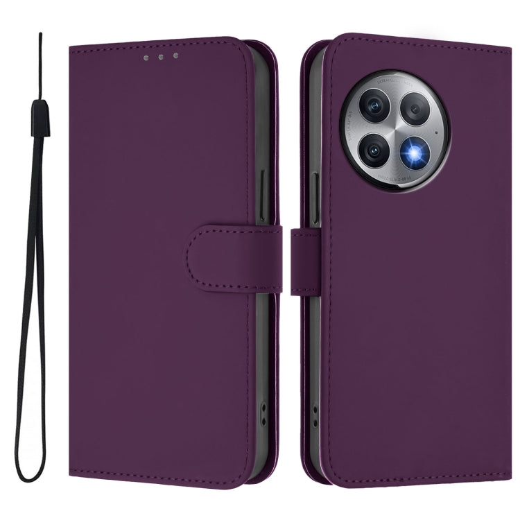 For OnePlus Ace 2 Pro 5G Skin Feel Solid Color Leather Phone Case with Lanyard