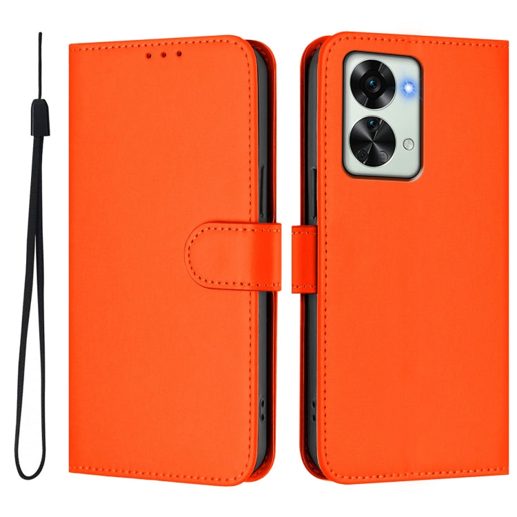 For OnePlus Nord 2T Skin Feel Solid Color Leather Phone Case with Lanyard