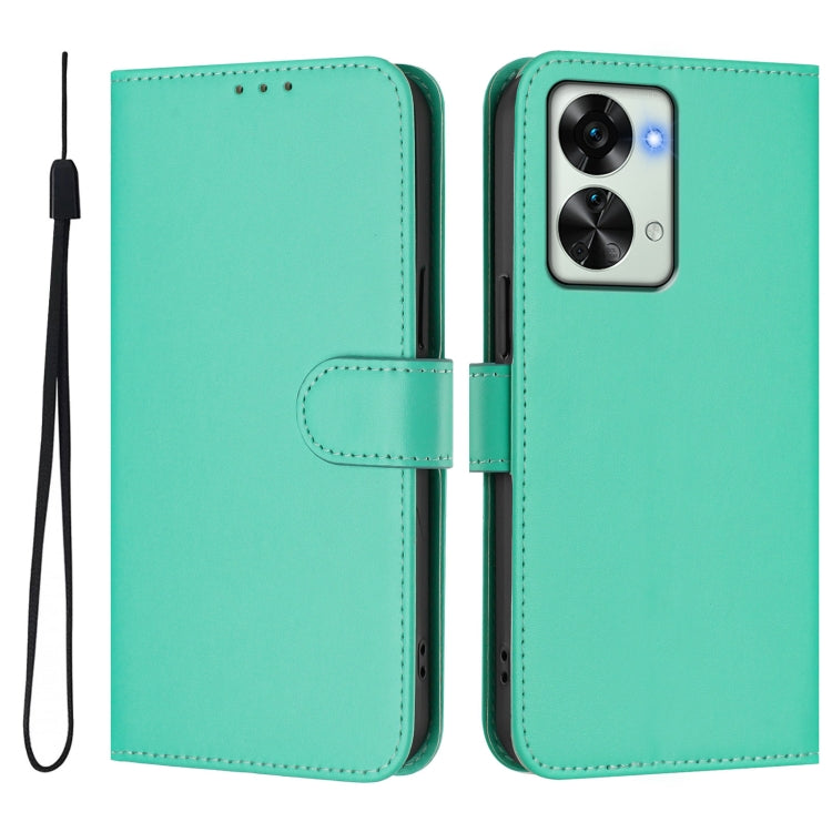 For OnePlus Nord 2T Skin Feel Solid Color Leather Phone Case with Lanyard