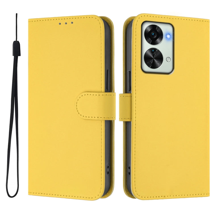 For OnePlus Nord 2T Skin Feel Solid Color Leather Phone Case with Lanyard