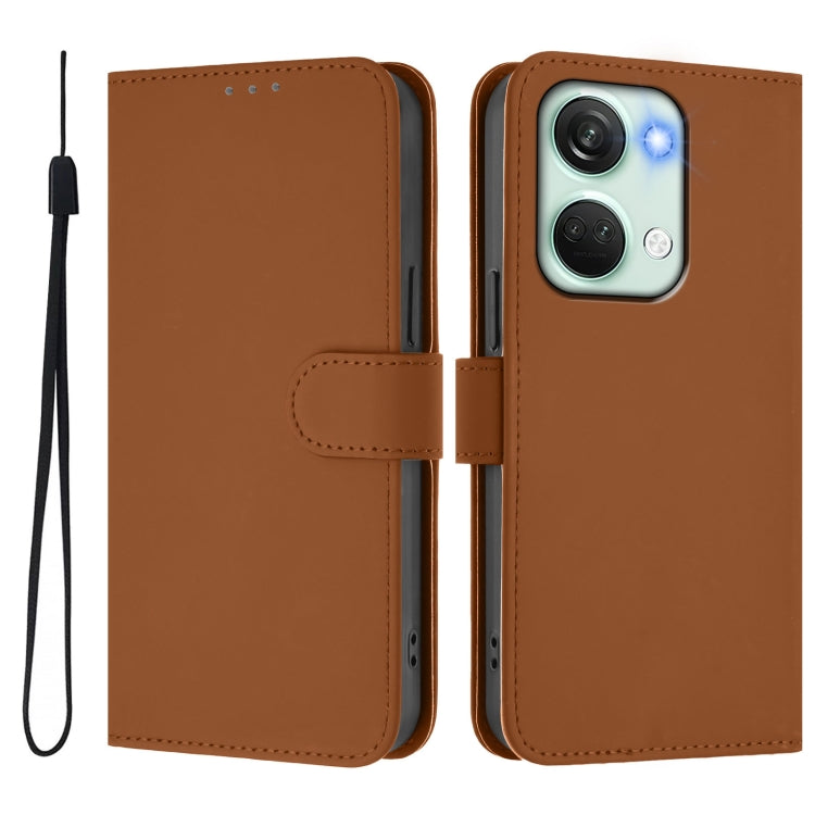 For OnePlus Nord 3 / Ace 2V Skin Feel Solid Color Leather Phone Case with Lanyard