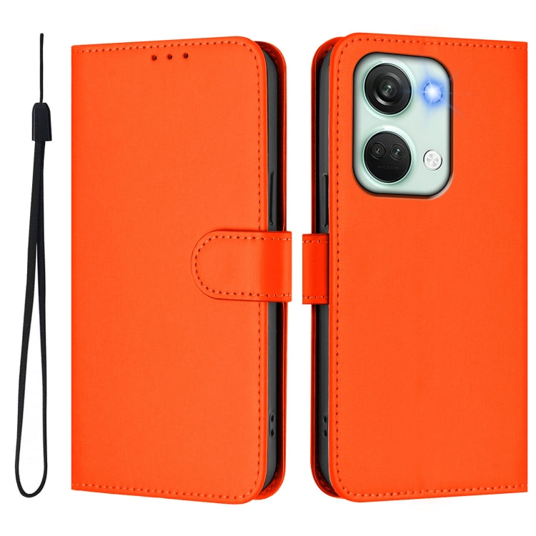 For OnePlus Nord 3 / Ace 2V Skin Feel Solid Color Leather Phone Case with Lanyard