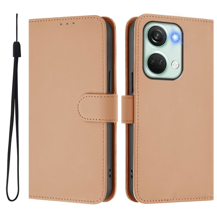 For OnePlus Nord 3 / Ace 2V Skin Feel Solid Color Leather Phone Case with Lanyard