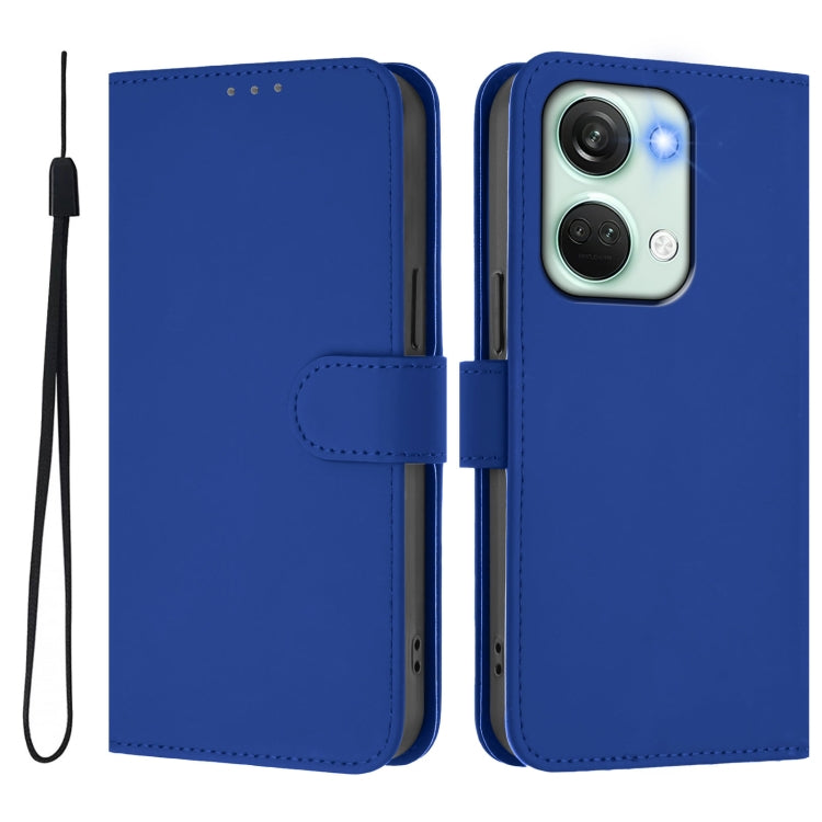 For OnePlus Nord 3 / Ace 2V Skin Feel Solid Color Leather Phone Case with Lanyard