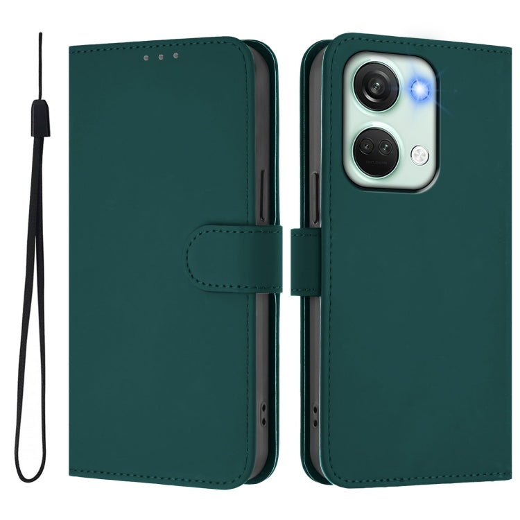 For OnePlus Nord 3 / Ace 2V Skin Feel Solid Color Leather Phone Case with Lanyard