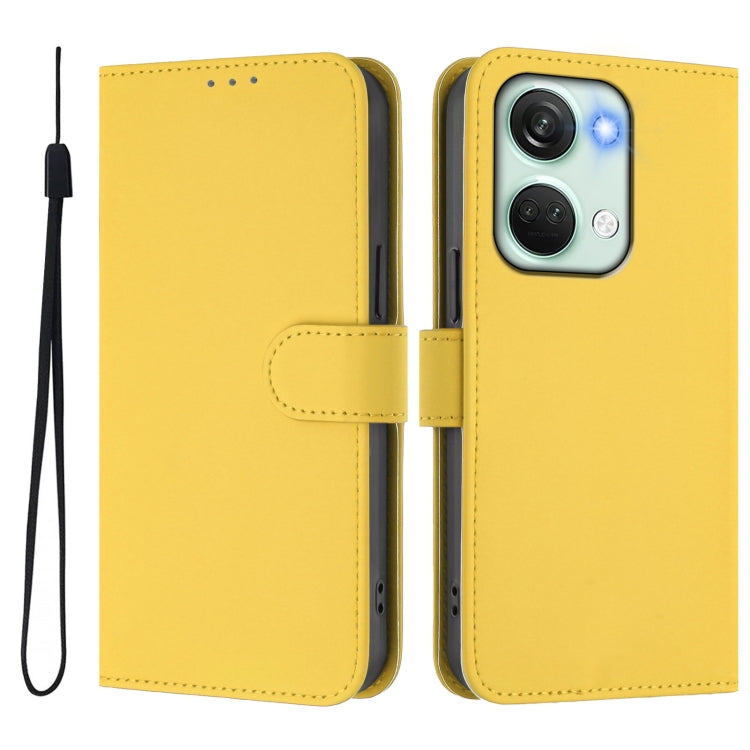 For OnePlus Nord 3 / Ace 2V Skin Feel Solid Color Leather Phone Case with Lanyard
