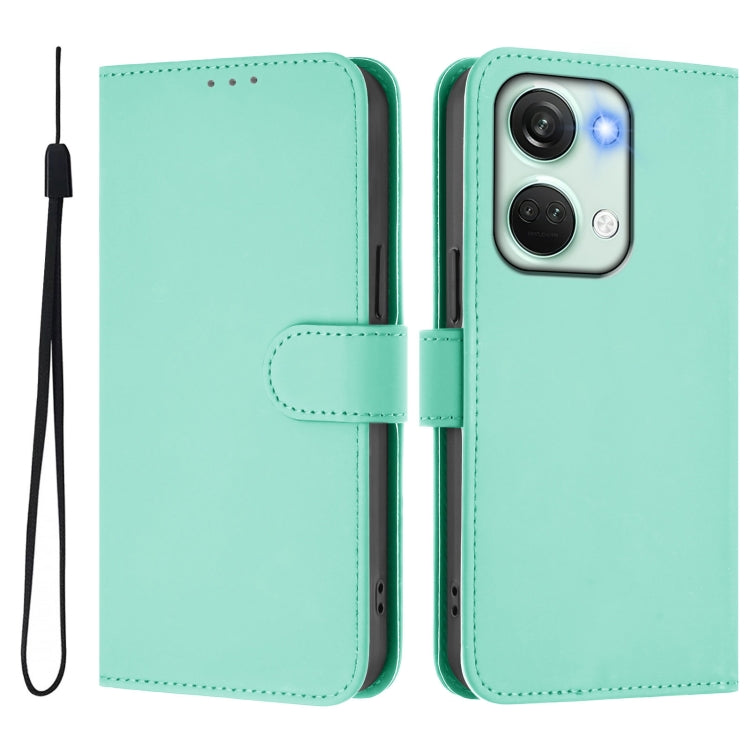 For OnePlus Nord 3 / Ace 2V Skin Feel Solid Color Leather Phone Case with Lanyard