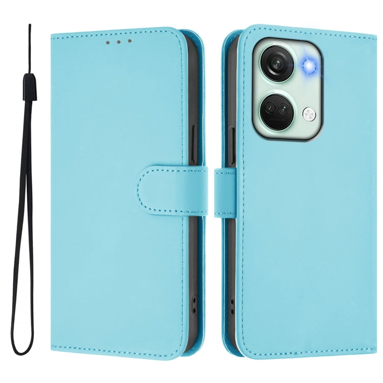 For OnePlus Nord 3 / Ace 2V Skin Feel Solid Color Leather Phone Case with Lanyard