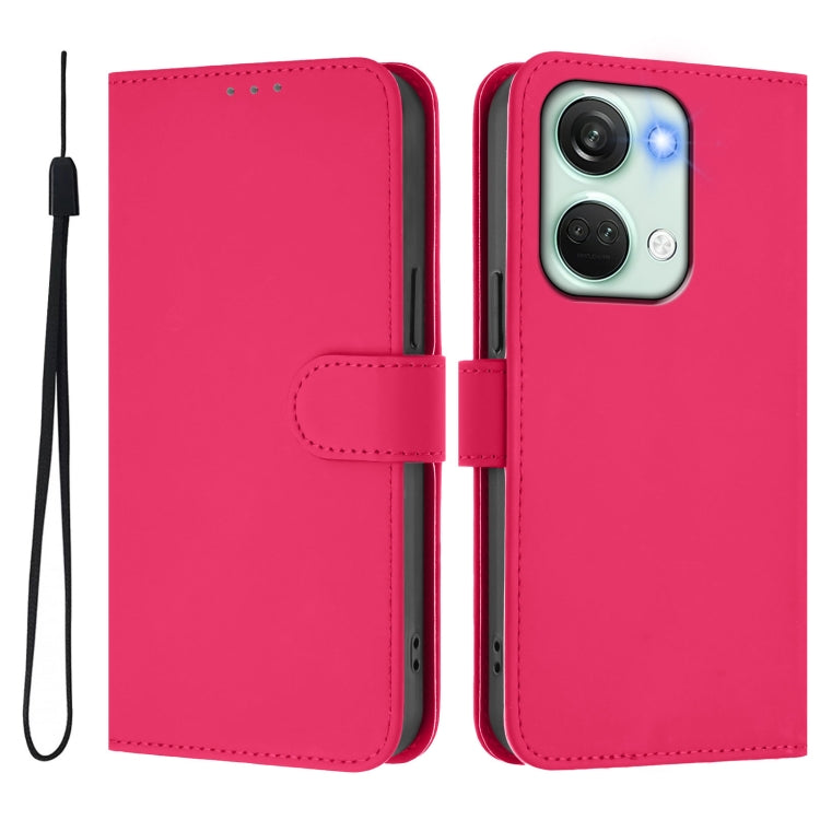 For OnePlus Nord 3 / Ace 2V Skin Feel Solid Color Leather Phone Case with Lanyard