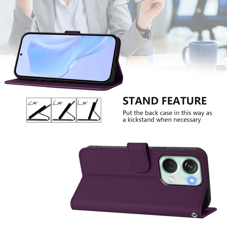 For OnePlus Nord 3 / Ace 2V Skin Feel Solid Color Leather Phone Case with Lanyard