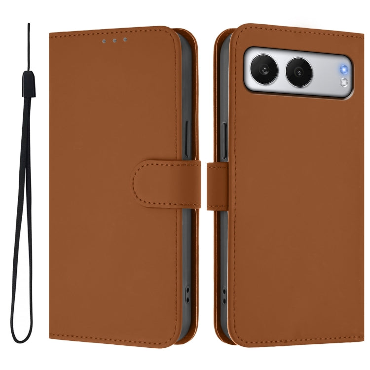 For OnePlus Nord 4 5G Skin Feel Solid Color Leather Phone Case with Lanyard