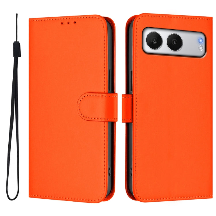 For OnePlus Nord 4 5G Skin Feel Solid Color Leather Phone Case with Lanyard