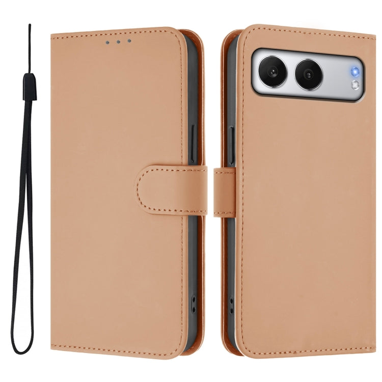 For OnePlus Nord 4 5G Skin Feel Solid Color Leather Phone Case with Lanyard