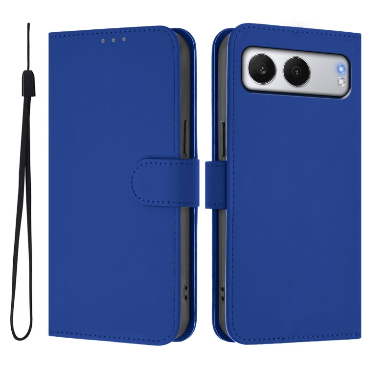 For OnePlus Nord 4 5G Skin Feel Solid Color Leather Phone Case with Lanyard