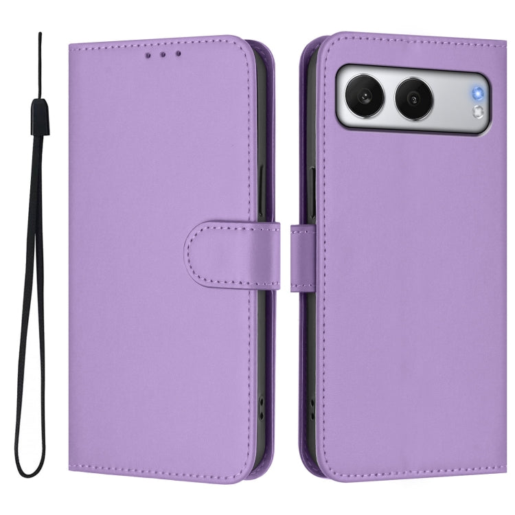 For OnePlus Nord 4 5G Skin Feel Solid Color Leather Phone Case with Lanyard