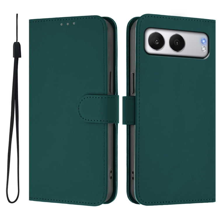 For OnePlus Nord 4 5G Skin Feel Solid Color Leather Phone Case with Lanyard