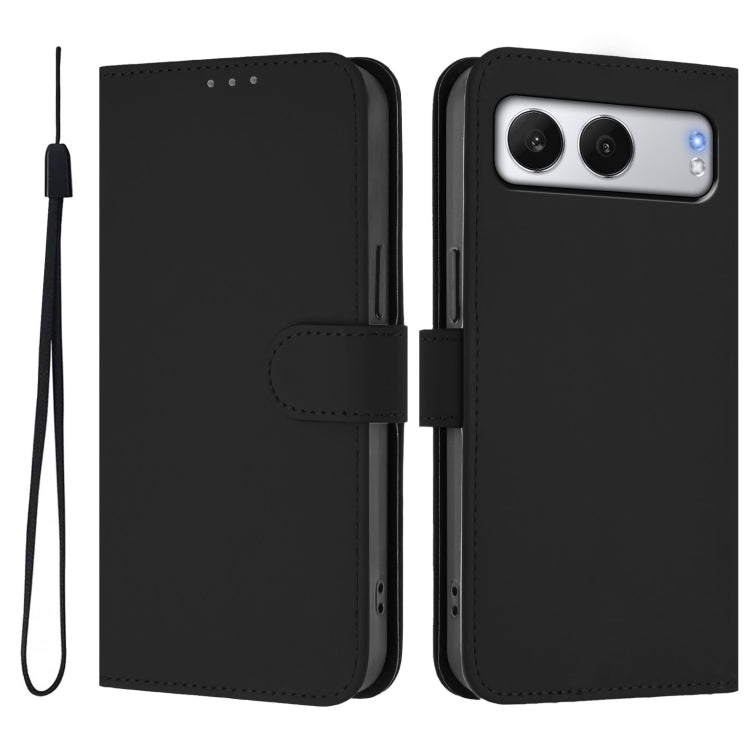 For OnePlus Nord 4 5G Skin Feel Solid Color Leather Phone Case with Lanyard