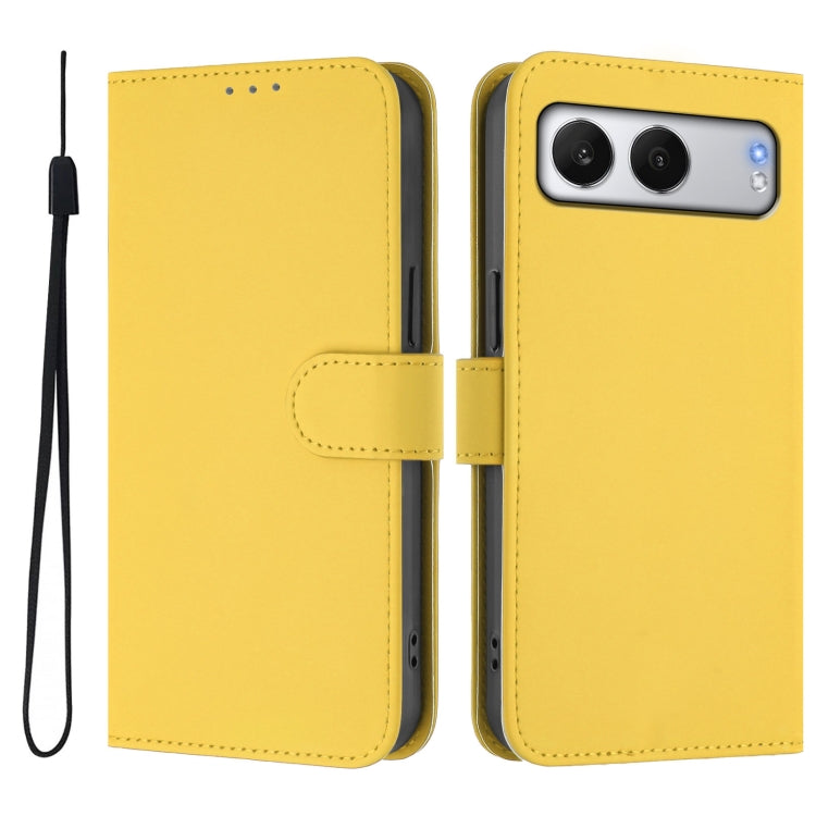 For OnePlus Nord 4 5G Skin Feel Solid Color Leather Phone Case with Lanyard