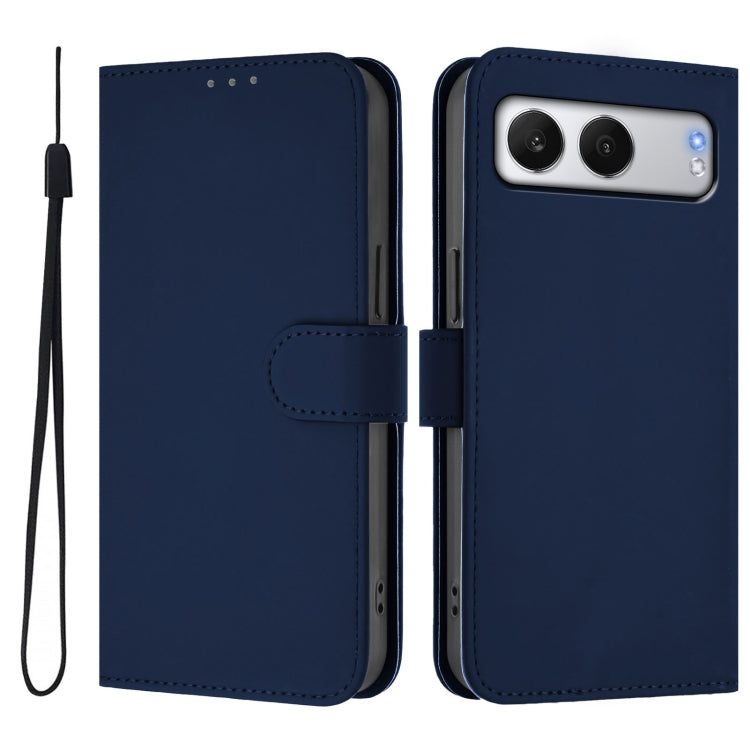 For OnePlus Nord 4 5G Skin Feel Solid Color Leather Phone Case with Lanyard