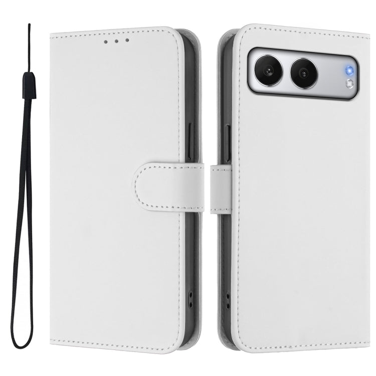 For OnePlus Nord 4 5G Skin Feel Solid Color Leather Phone Case with Lanyard
